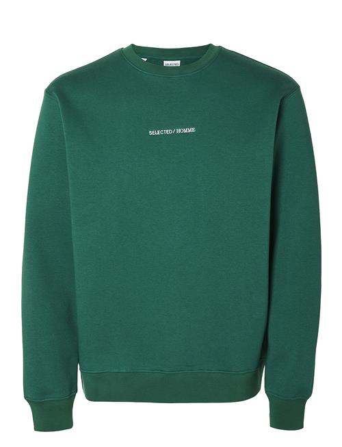 Se Selected Homme Slhhankie Logo Crew Neck Sweat Noos Selected Homme Green ved Booztlet