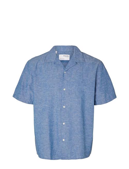 Selected Homme Slhrelaxnew-Linen Shirt Ss Resort Selected Homme Blue