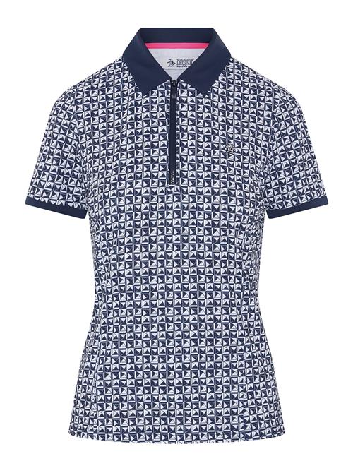 Geo Printed Polo With Mesh Back Insert Original Penguin Golf Navy