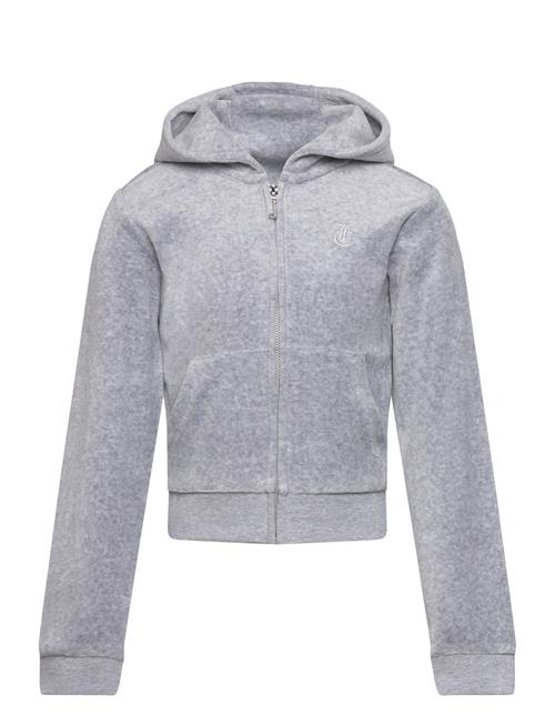 Se Juicy Couture Tonal Embro Velour Zip Thru Hoodie Juicy Couture Grey ved Booztlet