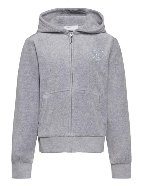 Juicy Couture Diamante Velour Zip Thru Hoodie Juicy Couture Grey