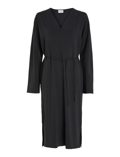 Structure Twill V Neck Dress Calvin Klein Black