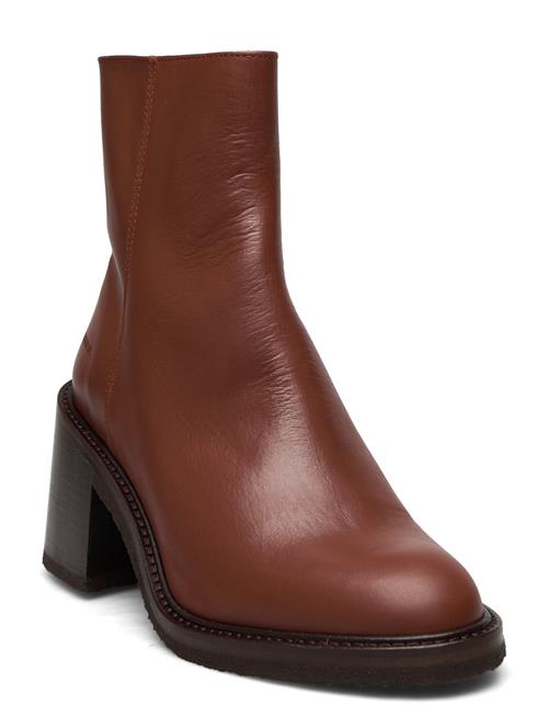 Se ANGULUS Bootie - Block Heel - With Zippe ANGULUS Brown ved Booztlet