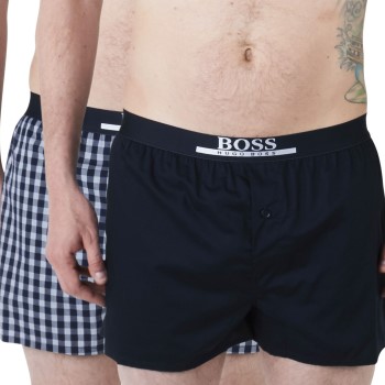 Se BOSS 2P Woven Boxer Shorts With Fly A Blå Mønster bomuld X-Large Herre ved Timarco