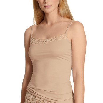 Calida Natural Comfort Lace Spaghetti Top Beige bomuld Small Dame