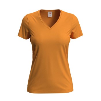 Se Stedman Classic V-Neck Women T-shirt Orange bomuld Large Dame ved Timarco