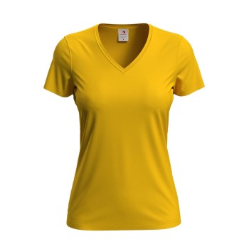 Se Stedman Classic V-Neck Women T-shirt Senepsgul bomuld Medium Dame ved Timarco