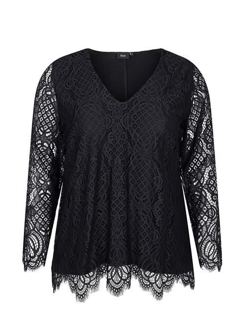 Se Zizzi Mdindy, L/S, Blouse Zizzi Black ved Booztlet