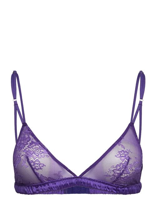 Lace Satin Triangle Bralette Understatement Underwear Purple