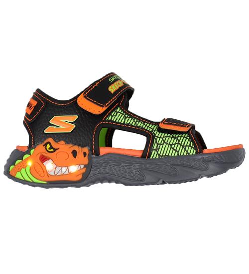 Se Skechers Sandaler m. Lys - Creature Splash - Black/Orange ved KidsWorld