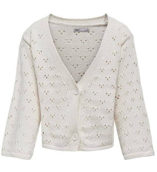 Se Kids Only Kids Only Cardigan - Strik - KogIna - Cloud Dancer m. HulmÃ¸nster ved KidsWorld