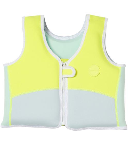 Se SunnyLife SunnyLife SvÃ¸mmevest - Salty the Shark - 3-6 Ã?r - Aqua Neon Yell ved KidsWorld