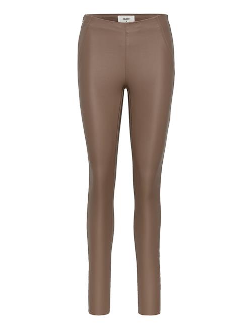 Se Object Objbelle Mw Coated Leggings Noos Object Brown ved Booztlet