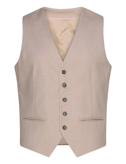 Se Lindbergh Structure Stretch Waistcoat Lindbergh Beige ved Booztlet