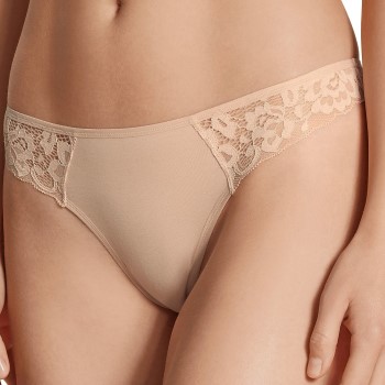 Calida Trusser Natural Comfort Lace Thong Beige bomuld Medium Dame