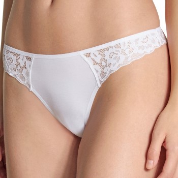 Calida Trusser Natural Comfort Lace Thong Hvid bomuld Small Dame