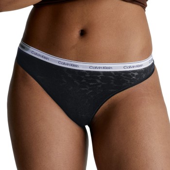 Calvin Klein Trusser Lace Thong Sort polyamid Large Dame