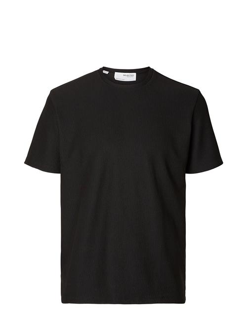 Se Selected Homme Slhrelax-Plisse Tee Ex Selected Homme Black ved Booztlet