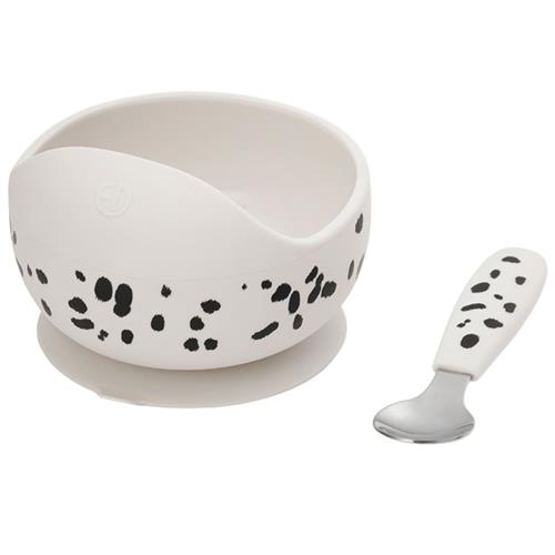 Elodie Silikone Skål Med Ske Dalmatian Dots | Hvid | 0-3