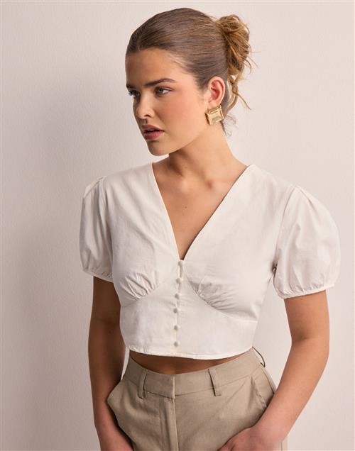 Vero Moda - Hvid - Vmcharlotte Ss Cropped Top Wvn Ga S