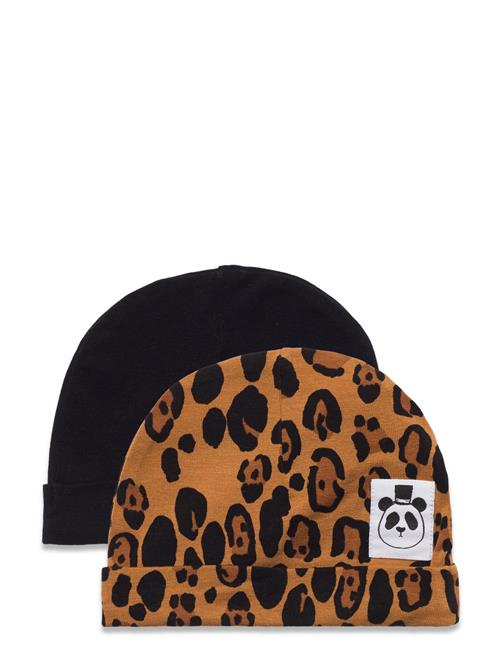 Se Mini Rodini Basic Leopard Baby Beanie 2-Pack Mini Rodini Patterned ved Booztlet