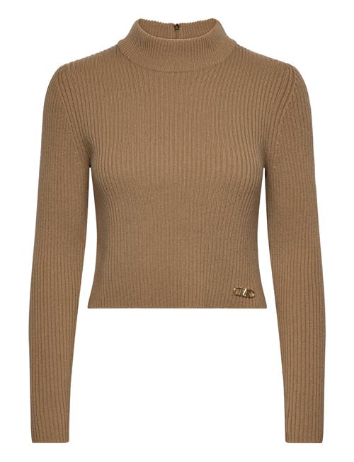 Michael Kors Mock Nk Rib Crop Top Michael Kors Brown