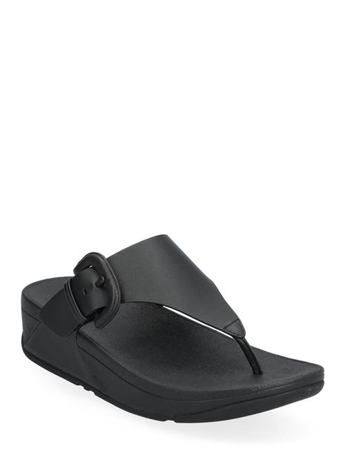 FitFlop Lulu Covered-Buckle Raw-Edge Leather Toe-Thongs FitFlop Black