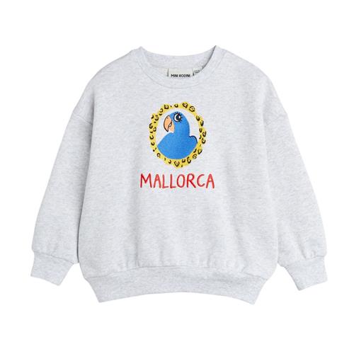 Se Mini Rodini GOTS Parrot Broderet Sweatshirt Gråmeleret | Grå | 116/122 cm ved Babyshop