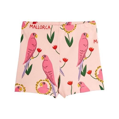 Se Mini Rodini GOTS Parrots Mønstret Shorts Lyserød | Lyserød | 128/134 cm ved Babyshop