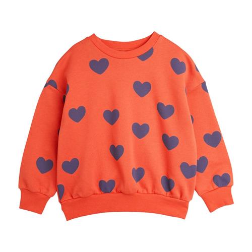 Se Mini Rodini GOTS Hjertemønstret Sweatshirt Rød | Rød | 104/110 cm ved Babyshop