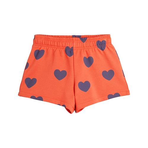 Se Mini Rodini GOTS Hjertemønstret Sweatshorts Rød | Rød | 104/110 cm ved Babyshop