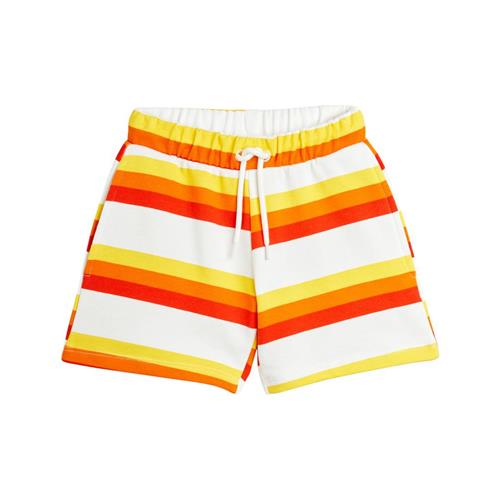 Se Mini Rodini GOTS Stribet Sweatshorts Multifarvet | Hvid | 92/98 cm ved Babyshop