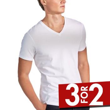 Bread & Boxers Bread and Boxers Cotton Stretch V-Neck T-shirt 2P Hvid økologisk bomuld Small Herre