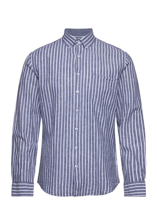 Lindbergh Striped Cotton/Linen Shirt L/S Lindbergh Navy