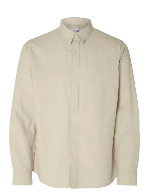 Slhregnew-Linen Shirt Ls Classic Selected Beige