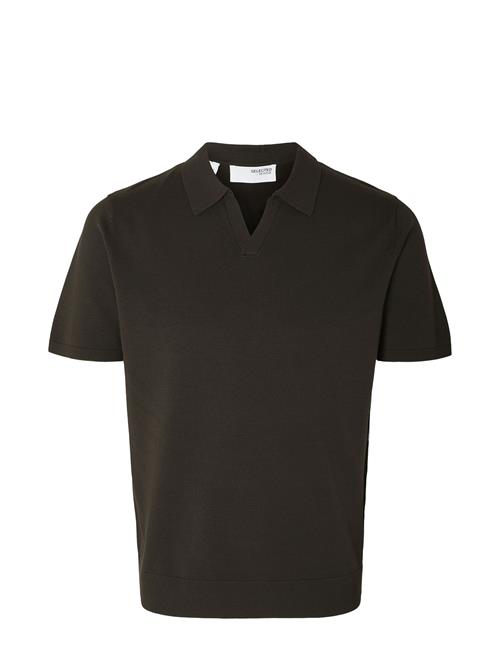 Se Selected Homme Slhteller Ss Knit Polo Selected Homme Brown ved Booztlet