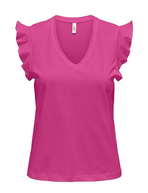 ONLY Onlmay Life S/S Frill V-Neck Top Box Jrs ONLY Pink