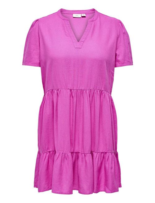 Cartiri-Caro S/S V-Neck Lin Dress Tlr ONLY Carmakoma Pink