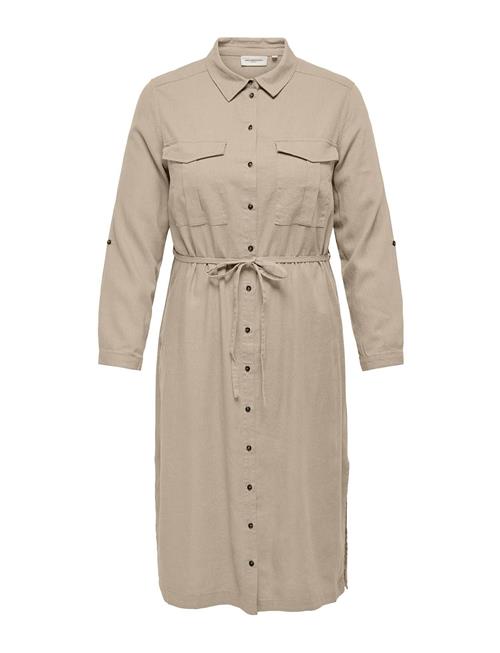 Carcaro Ls Linen Shirt Dress Wvn ONLY Carmakoma Beige