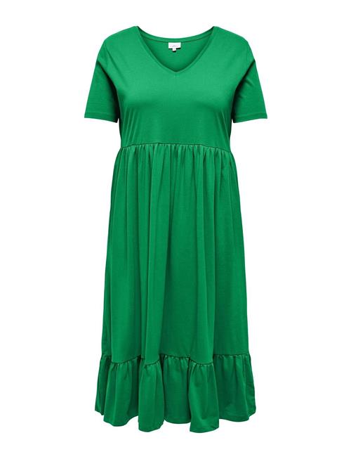 Se ONLY Carmakoma Carmay Life S/S Peplum Calf Dress Jrs ONLY Carmakoma Green ved Booztlet