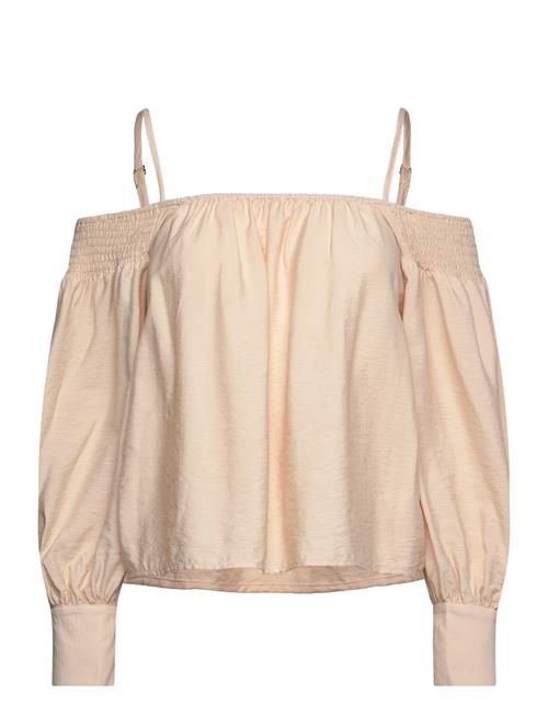 Se Alyssa Off Shoulder Top NORR Beige ved Booztlet