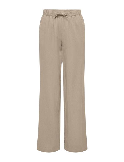 ONLY Onlcaro Mw Linen Bl Pull-Up Pant Cc Pnt ONLY Beige