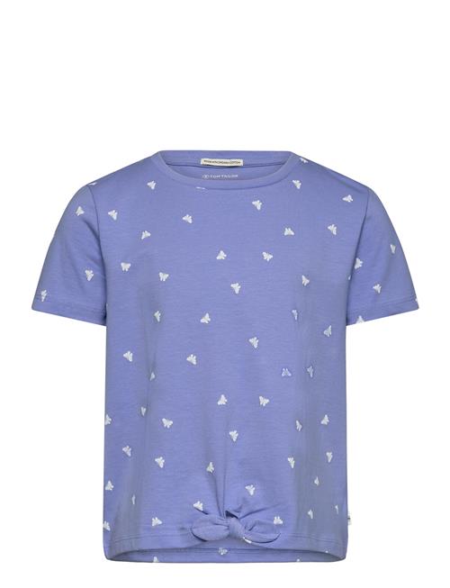 Cropped All Over Print T-Shirt Tom Tailor Blue