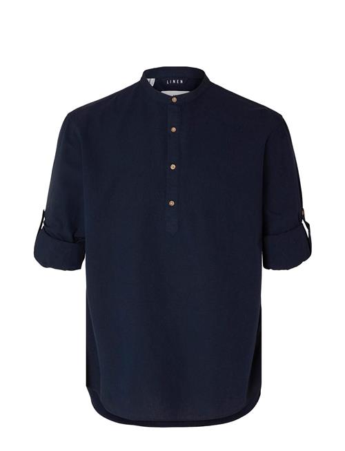 Selected Homme Slhregnew-Linen Shirt Tunic Ls Band Selected Homme Navy