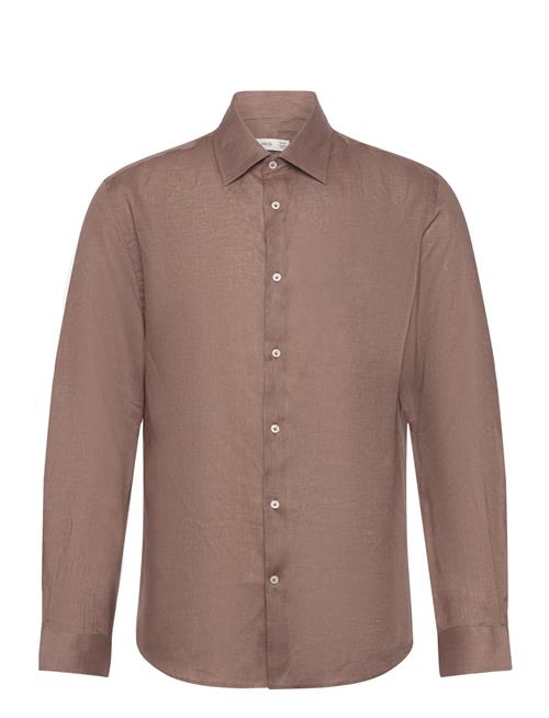 Mango 100 Linen Regular-Fit Shirt Mango Brown