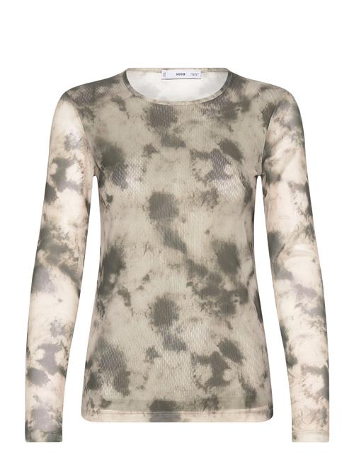 Mango Printed Mesh T-Shirt Mango Beige