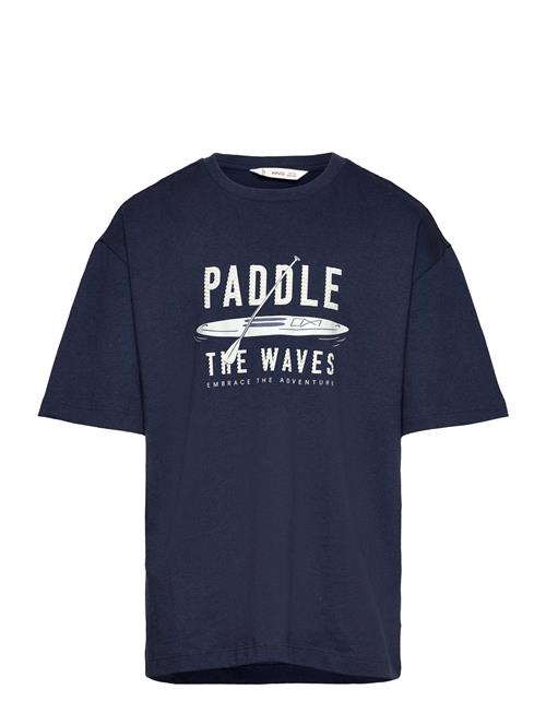 Mango Printed Message T-Shirt Mango Navy