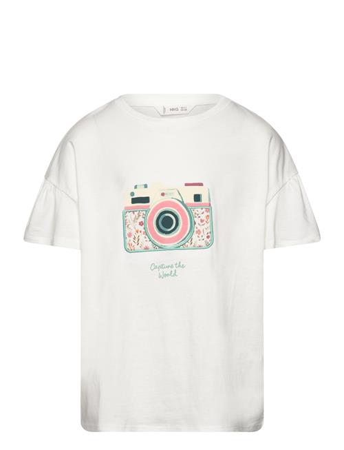 Mango Embroidered Details Print T-Shirt Mango White