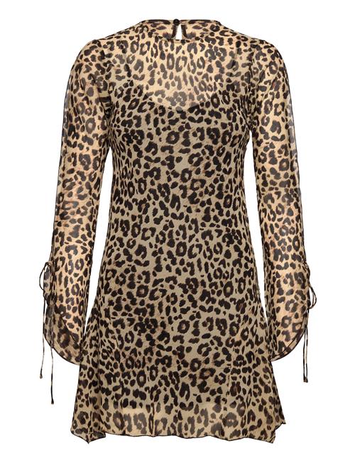 Flared-Sleeved Leopard-Print Dress Mango Brown