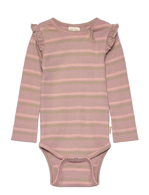 Se Petit Piao Body L/S Modal Two Striped Petit Piao Pink ved Booztlet